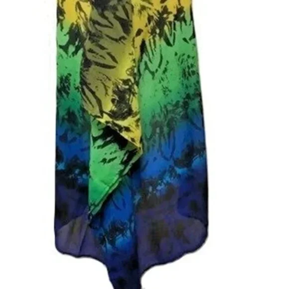 Joan Boyce Multi Color Chiffon Tunic V-Neck w/Silver Beaded Trim Missy NWT $99 - Picture 9 of 15